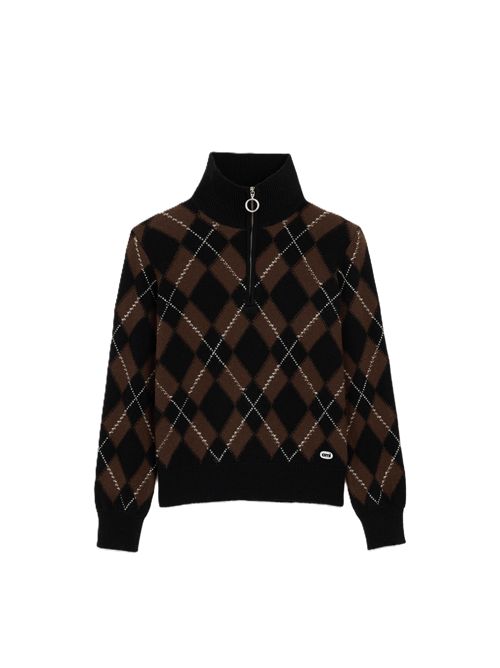 Maglia highneck zipped Ami Paris | HKS897.KN0202A352 BLACK/CHOCOLATE